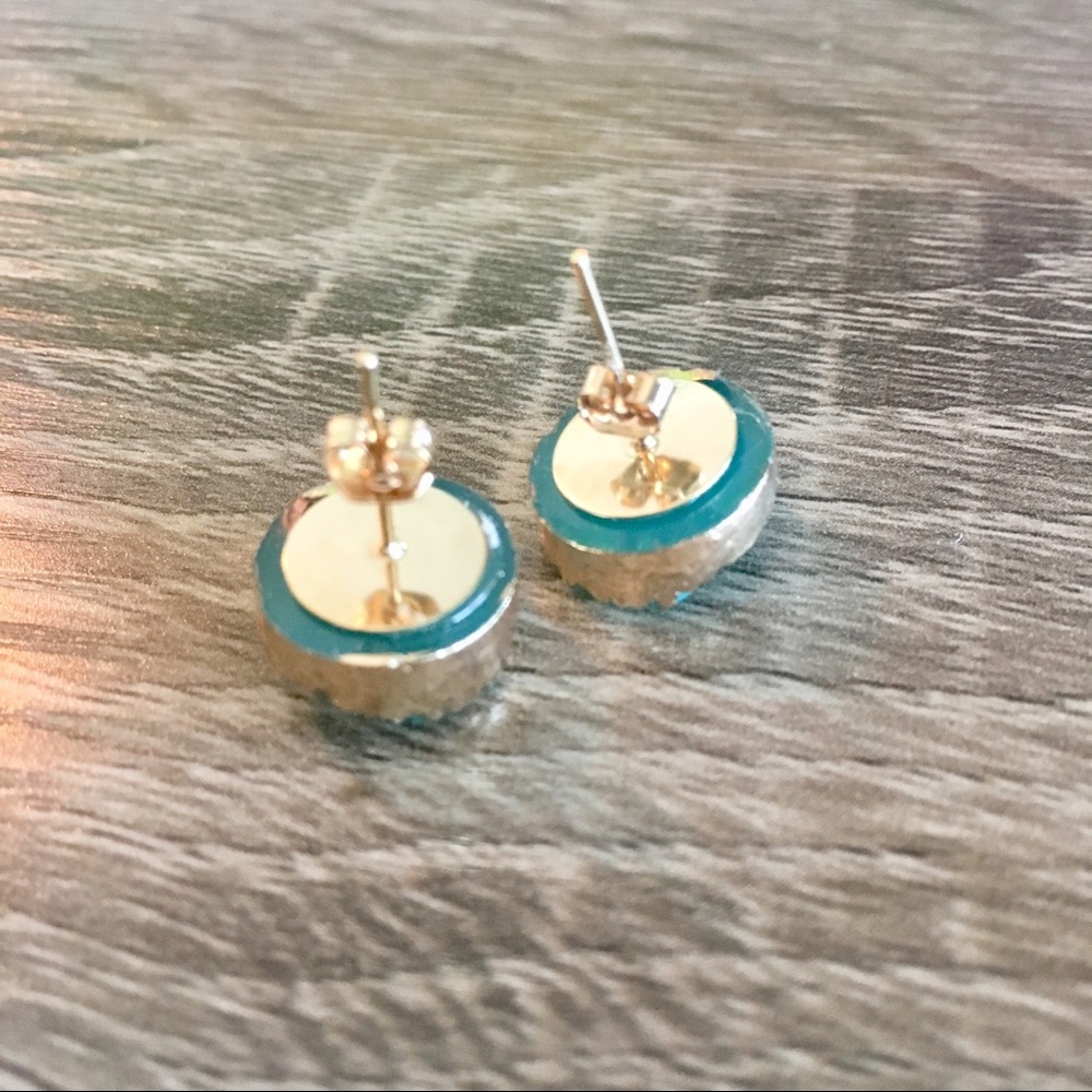 Anthro Druzy Quartz Stud Earrings in Peacock - Picture 3 of 5